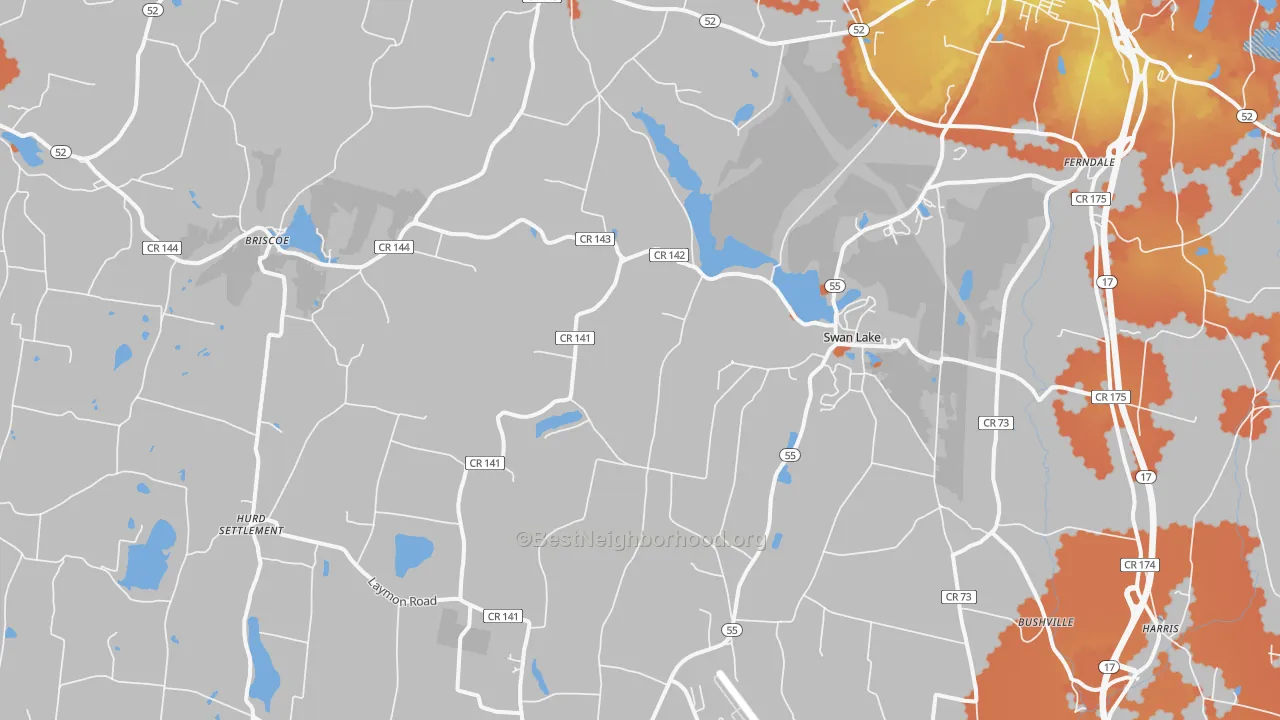 Bike Grade map of Swan Lake, NY