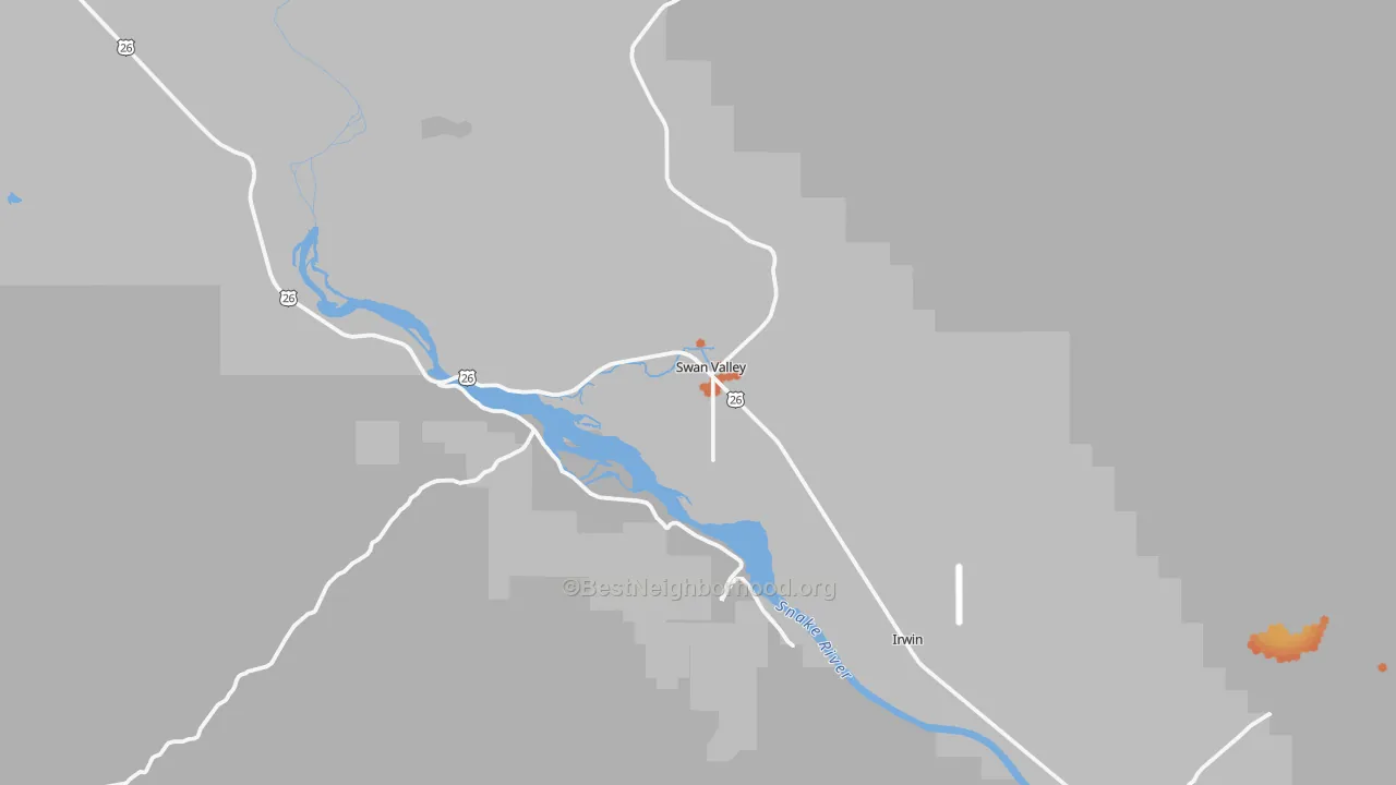 Bike Grade map of Swan Valley, ID