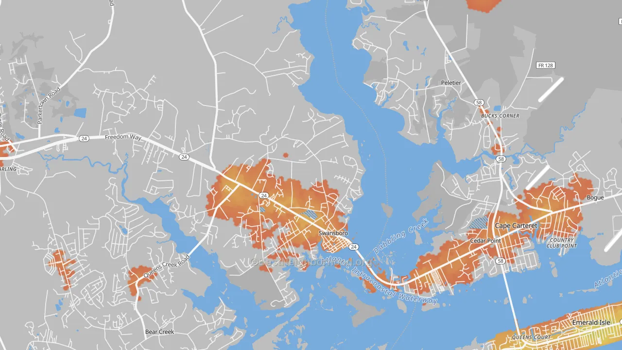 Bike Grade map of Swansboro, NC