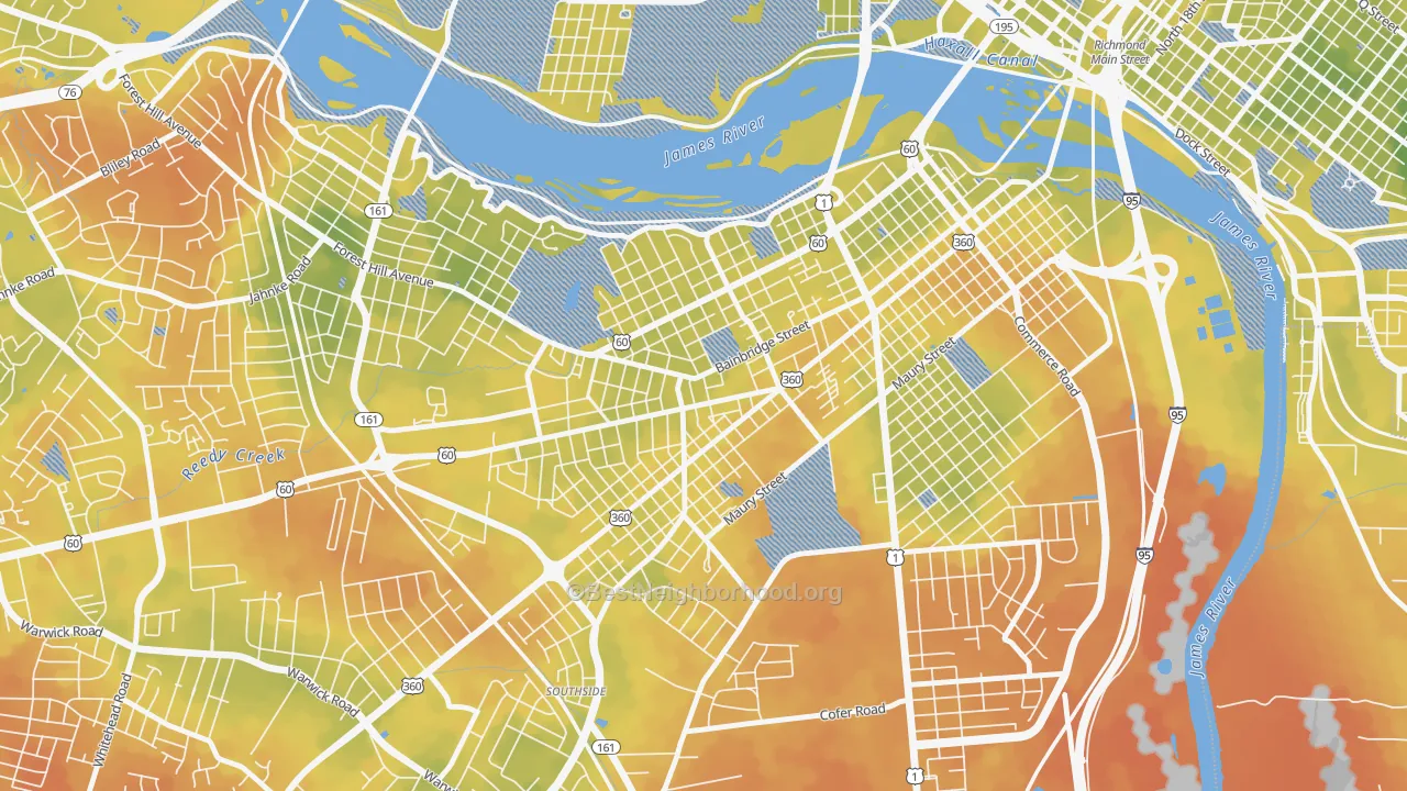 Bike Grade map of Swansboro, Richmond, VA