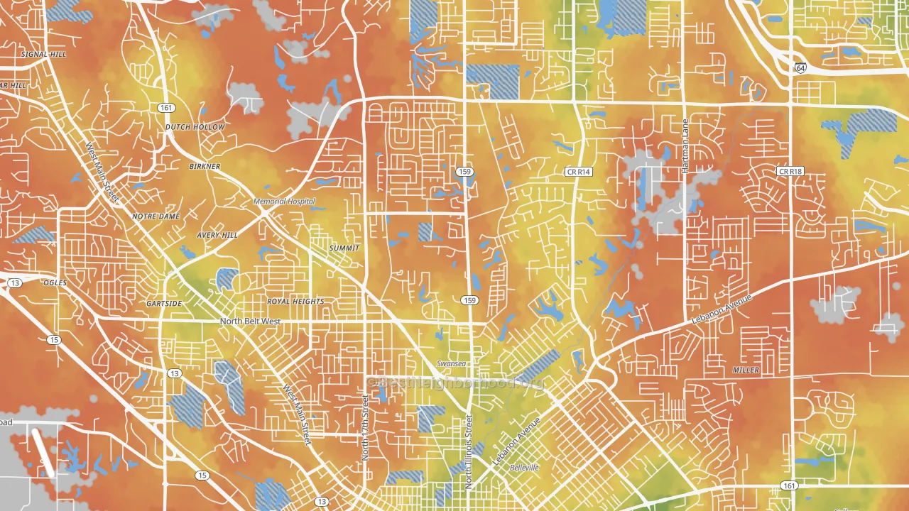 Bike Grade map of Swansea, IL