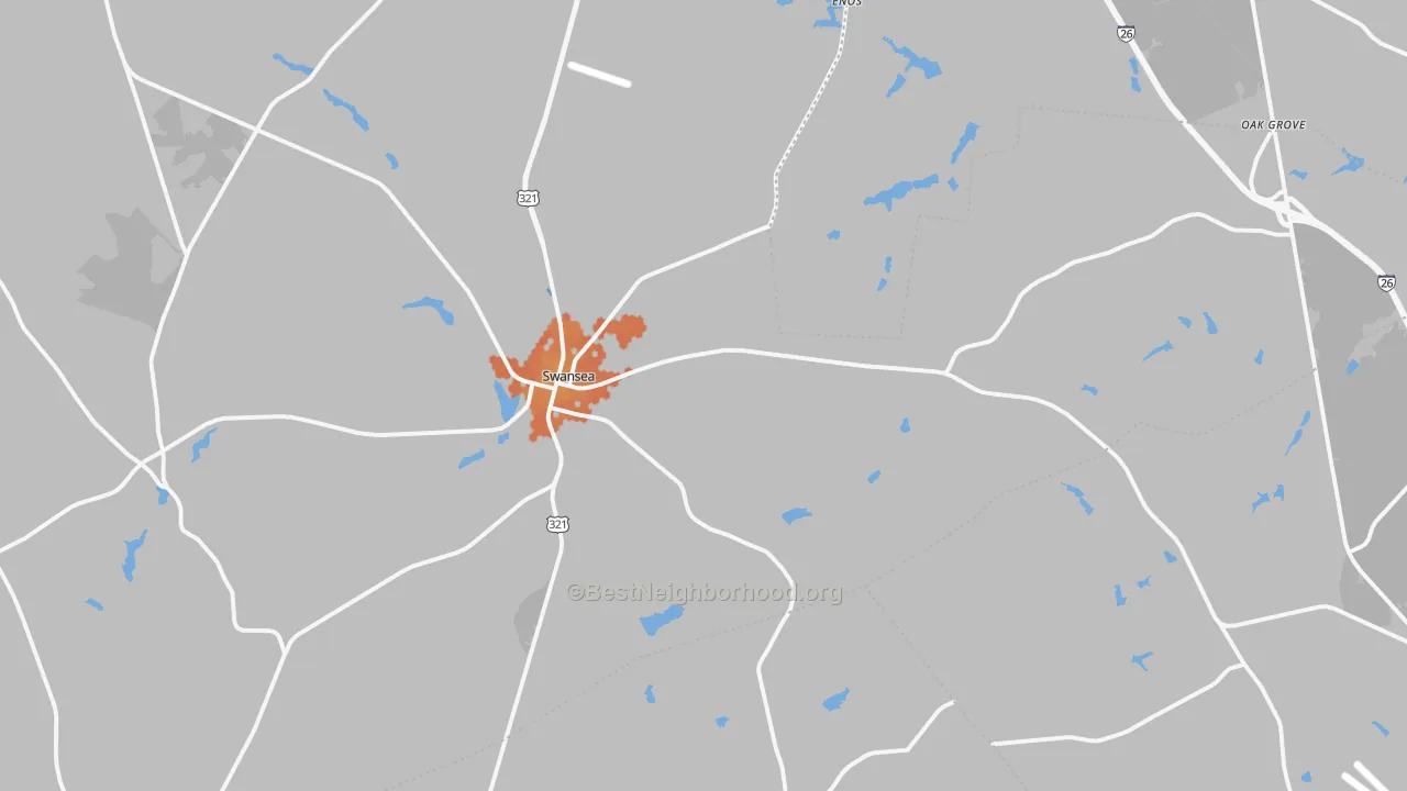 Bike Grade map of Swansea, SC