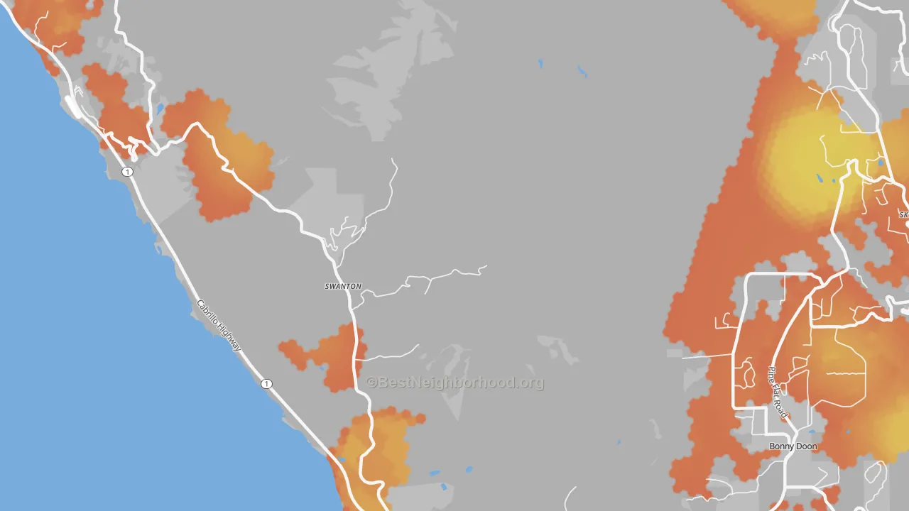Bike Grade map of Swanton, CA