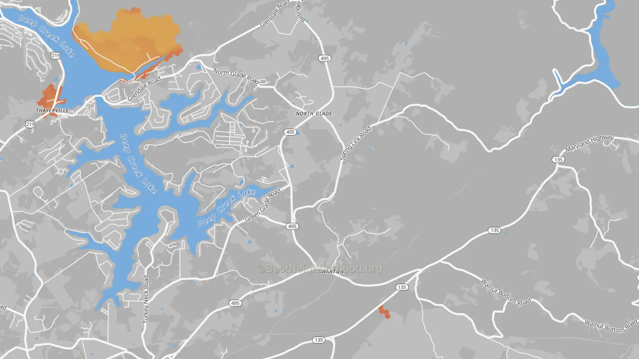 Bike Grade map of Swanton, MD