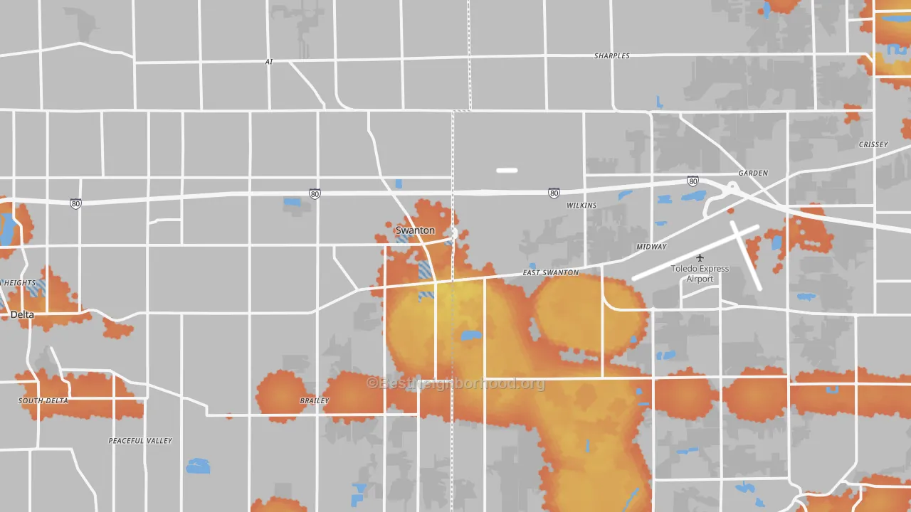 Bike Grade map of Swanton, OH