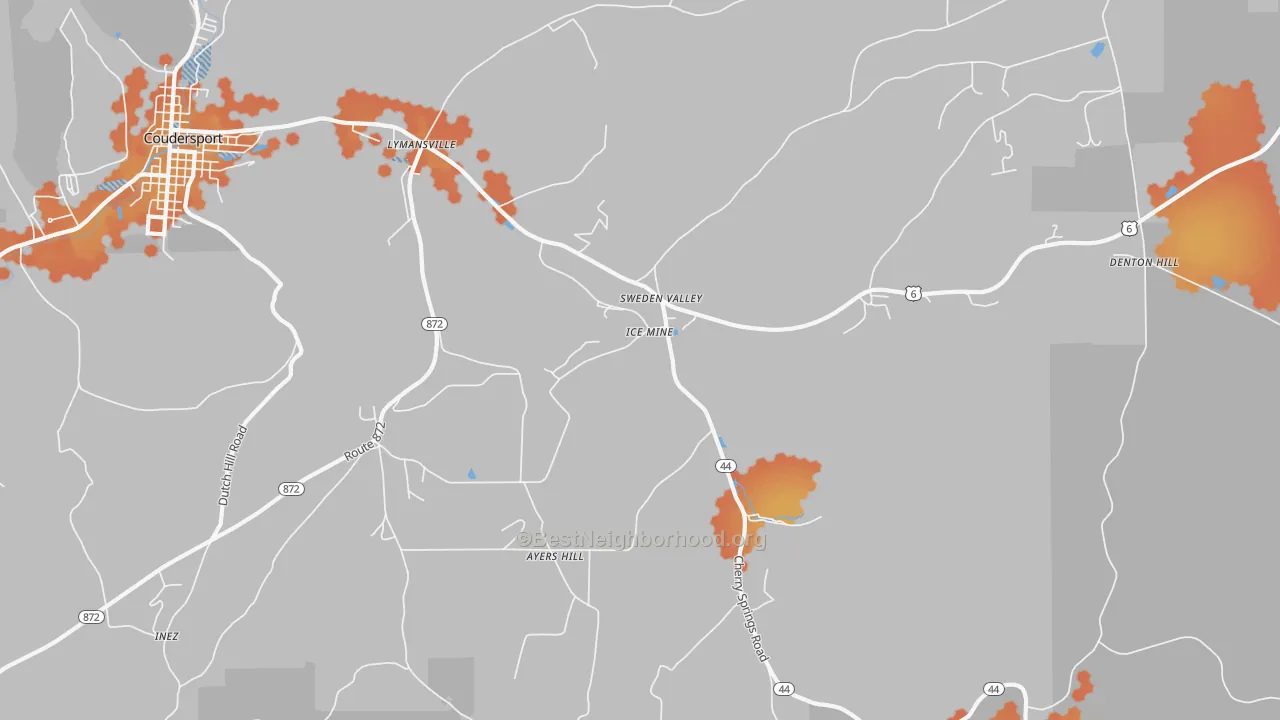 Bike Grade map of Sweden Valley, PA
