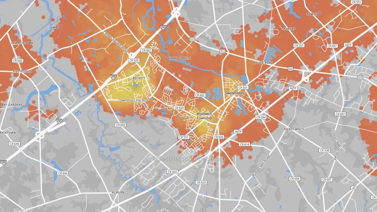 Bike Grade map of Swedesboro, NJ