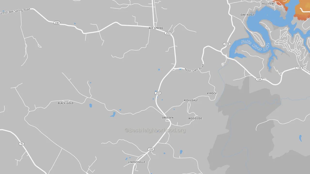 Bike Grade map of Sweeden, KY