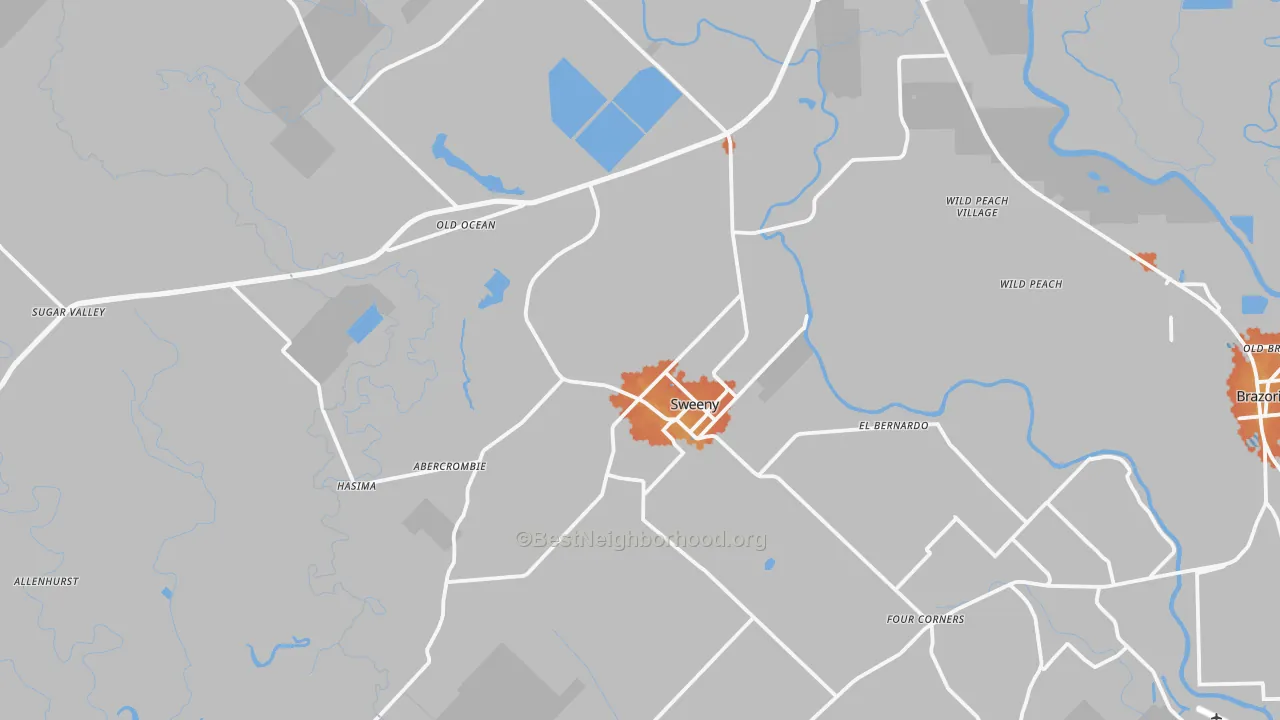 Bike Grade map of Sweeny, TX