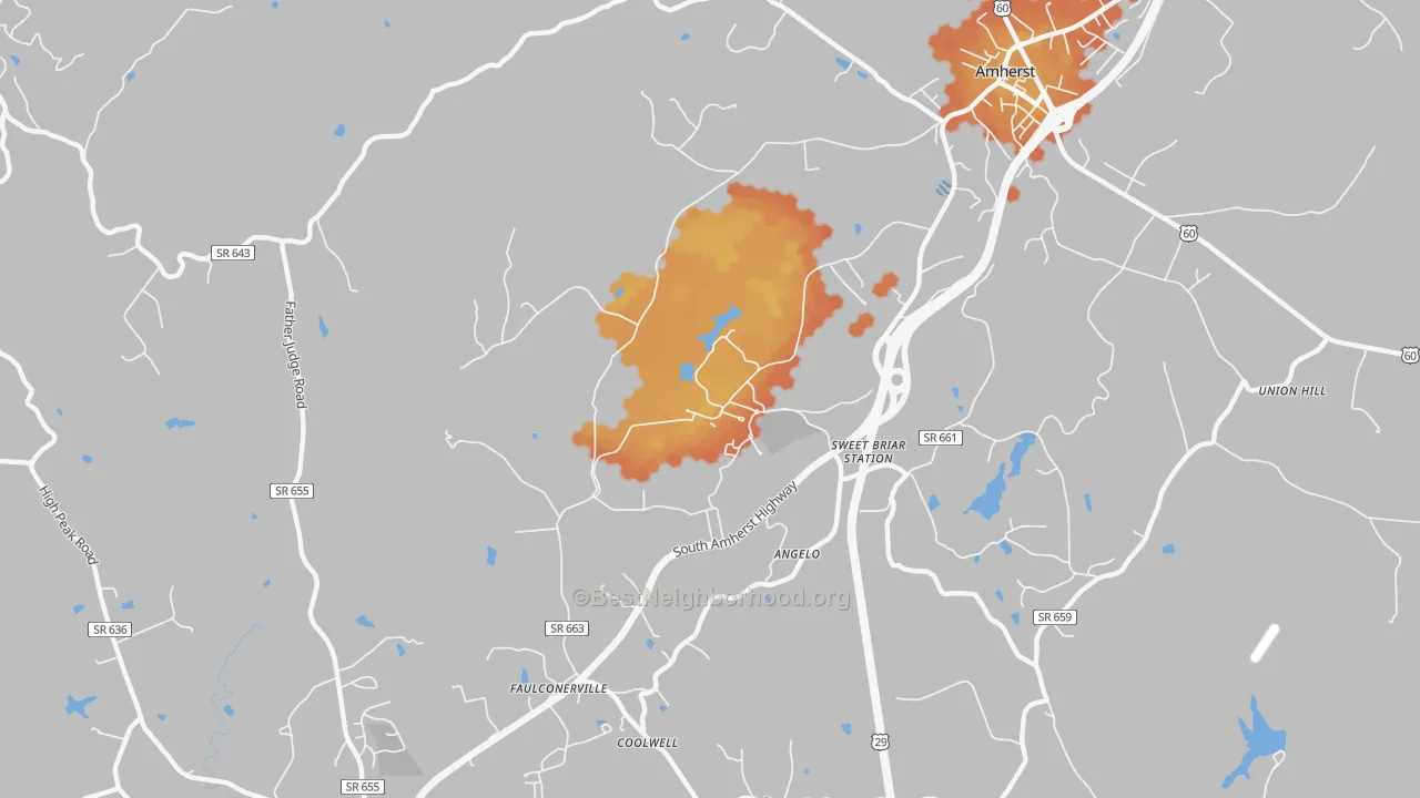 Bike Grade map of Sweet Briar, VA