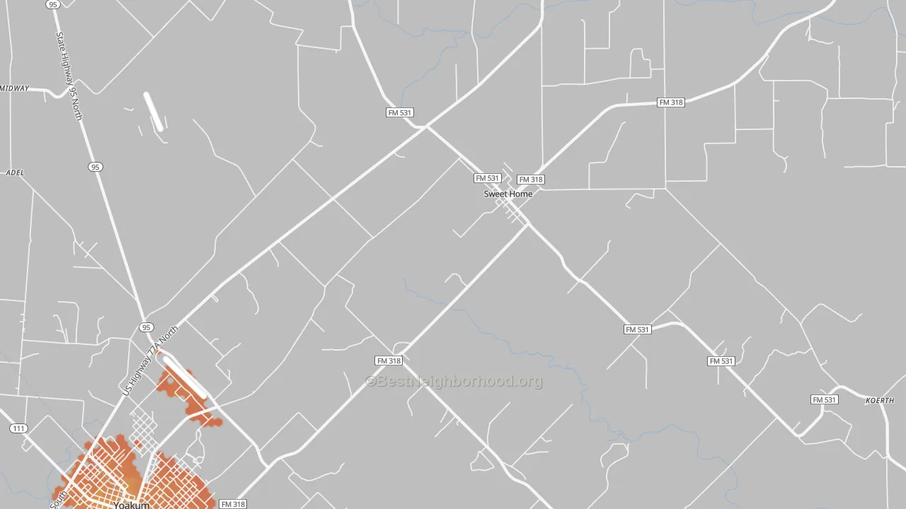 Bike Grade map of Sweet Home, TX