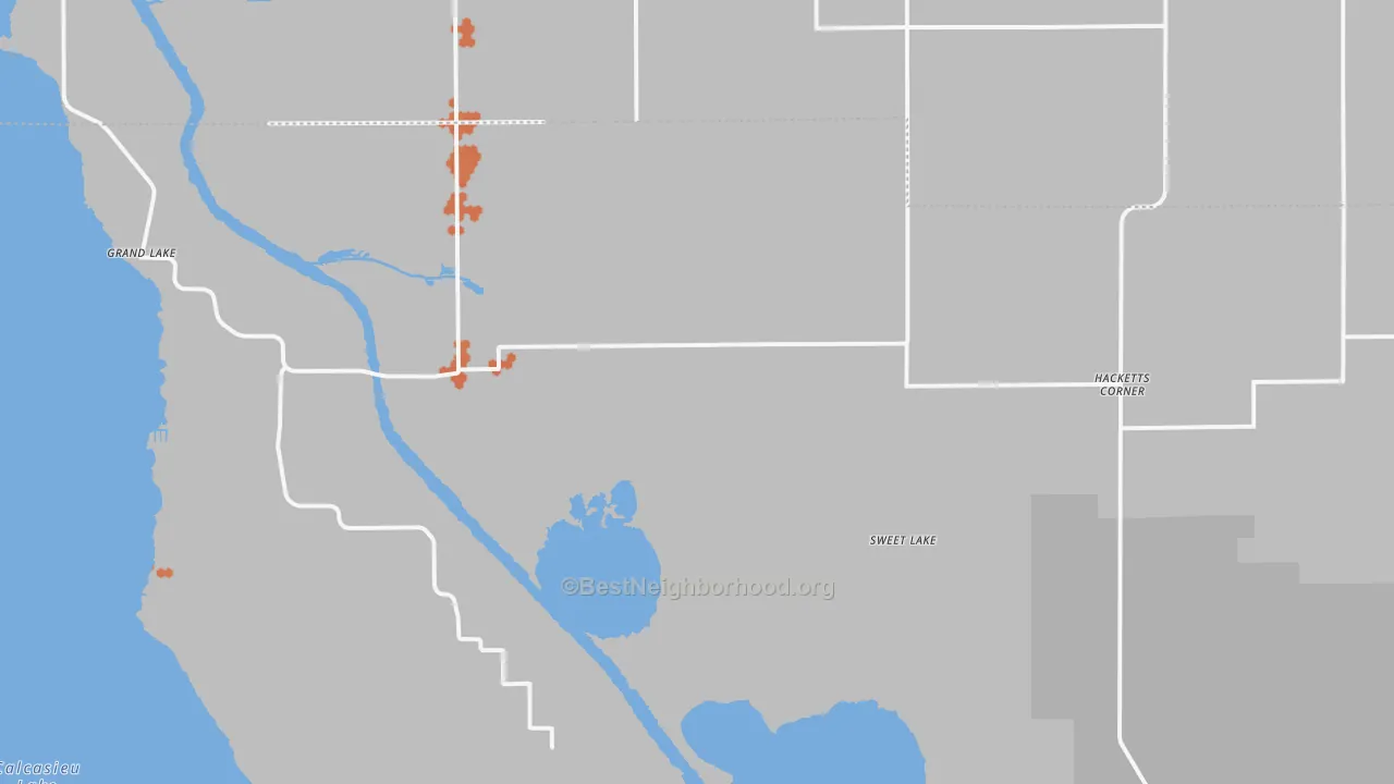 Bike Grade map of Sweet Lake, LA