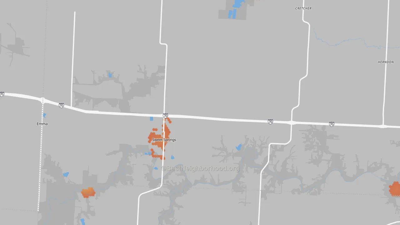 Bike Grade map of Sweet Springs, MO