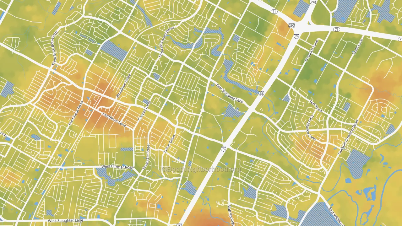 Bike Grade map of Sweetbriar, Austin, TX
