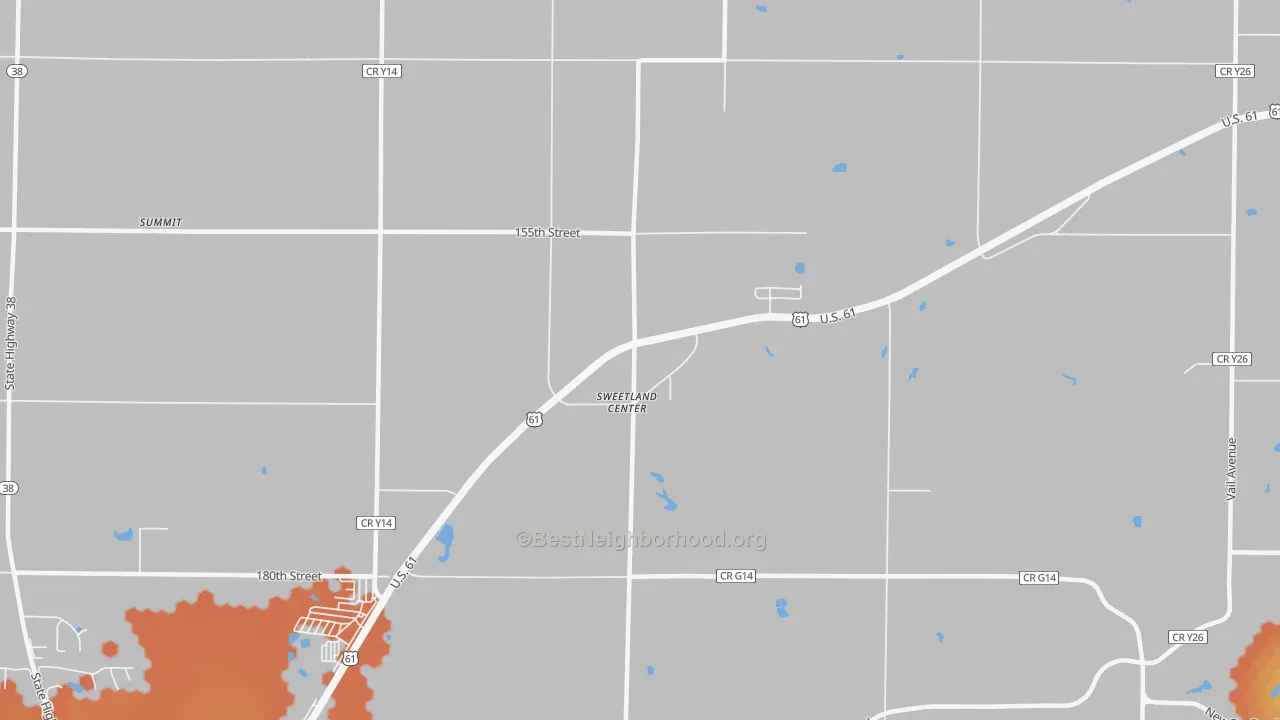 Bike Grade map of Sweetland Center, IA