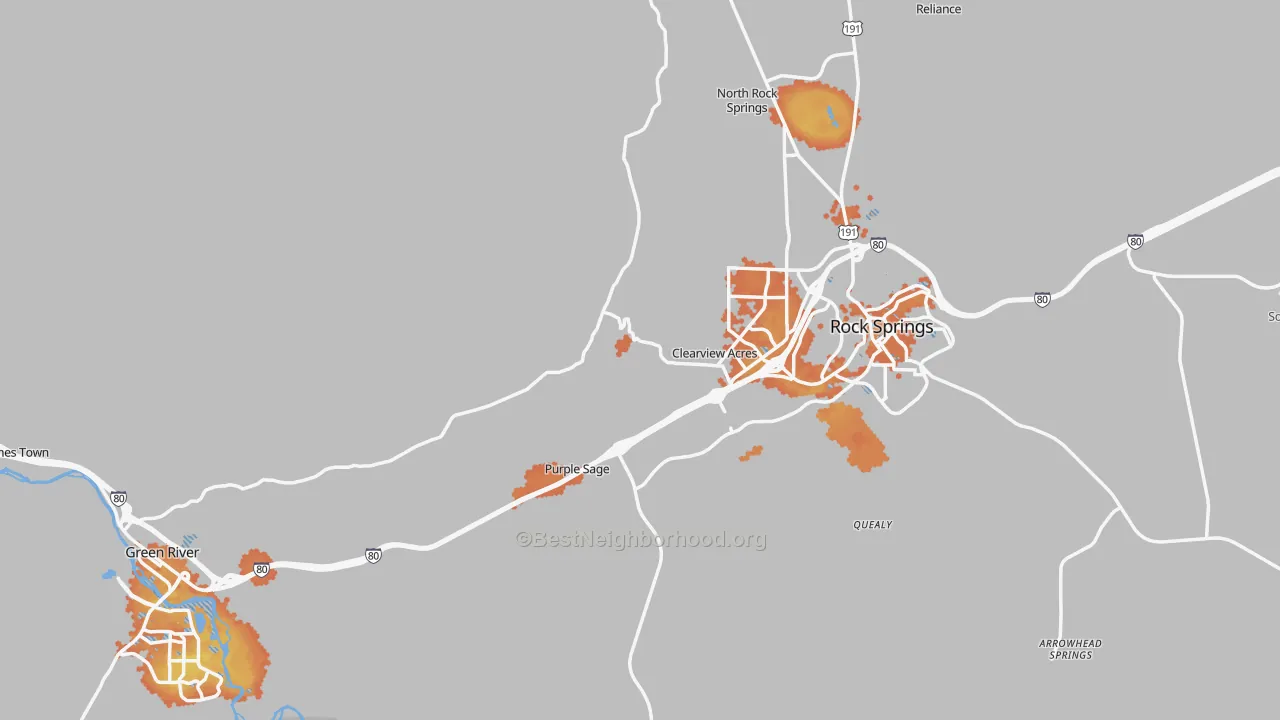 Bike Grade map of Sweetwater County, WY