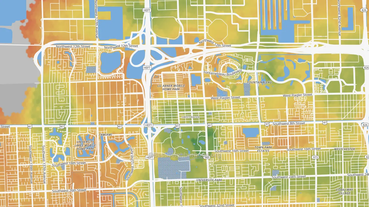 Bike Grade map of Sweetwater, FL