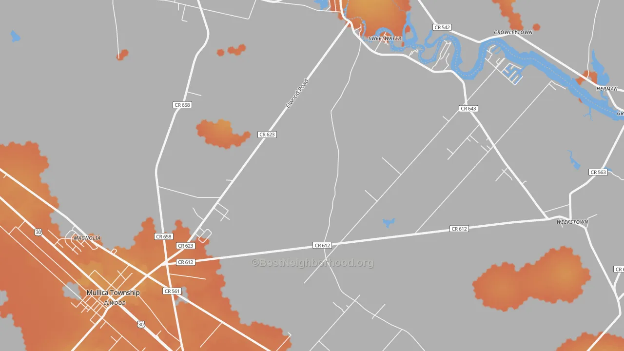 Bike Grade map of Sweetwater, NJ