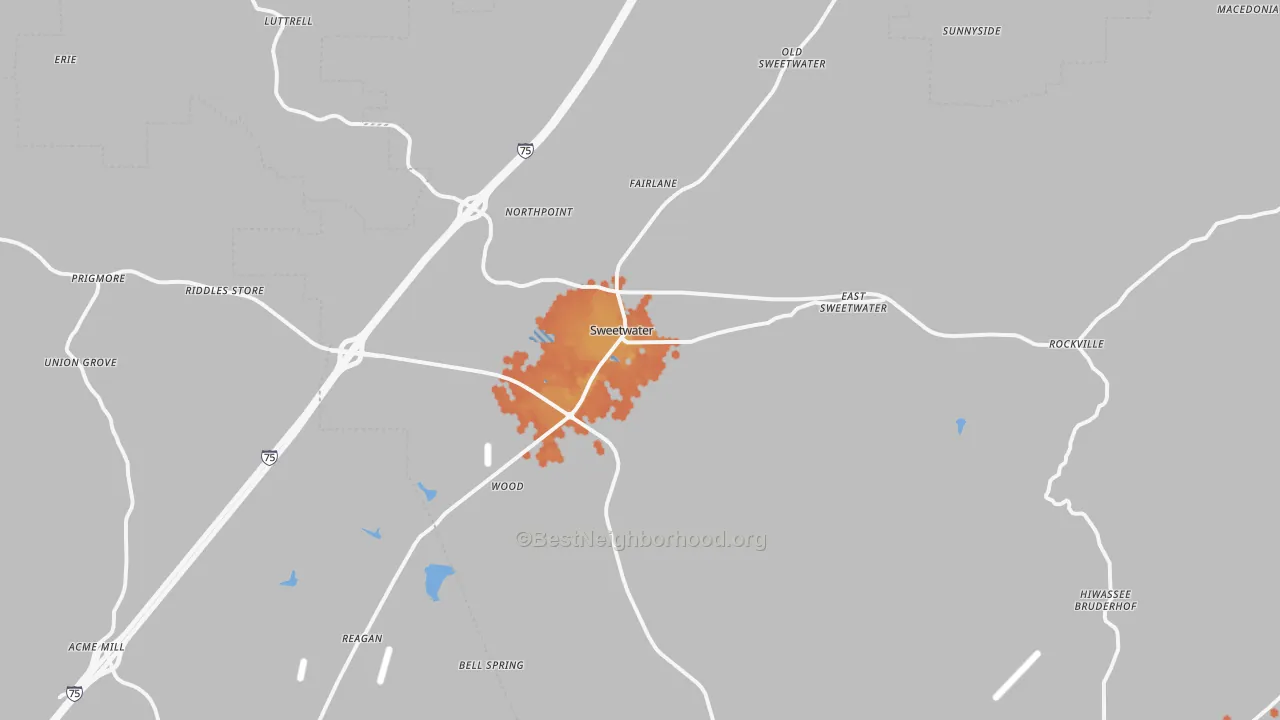 Bike Grade map of Sweetwater, TN