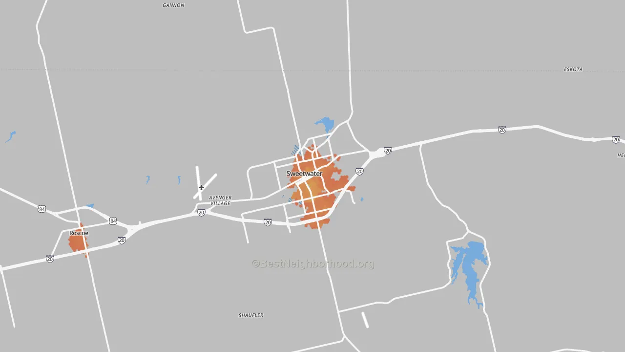 Bike Grade map of Sweetwater, TX