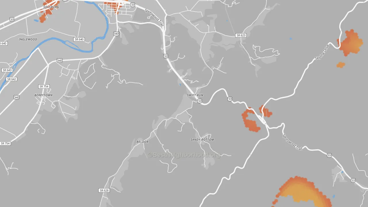 Bike Grade map of Swift Run, VA