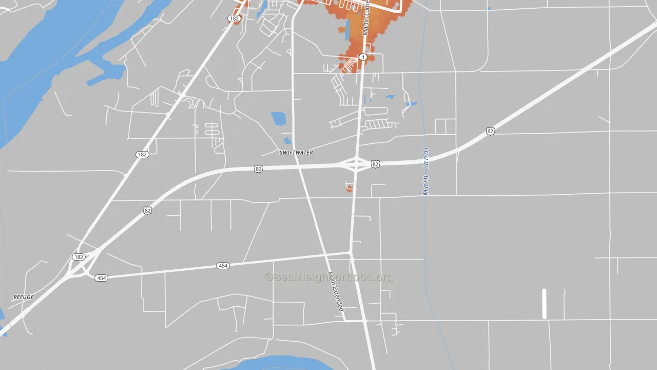 Bike Grade map of Swiftwater, MS