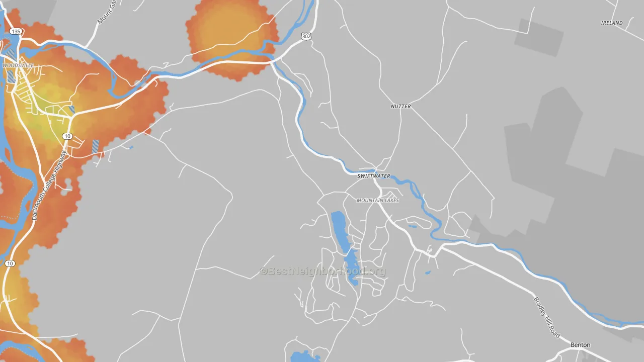 Bike Grade map of Swiftwater, NH