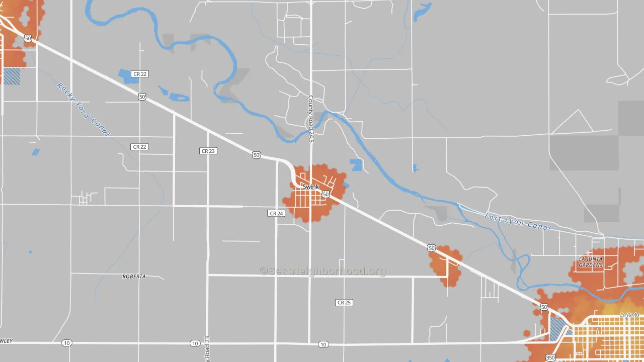 Bike Grade map of Swink, CO