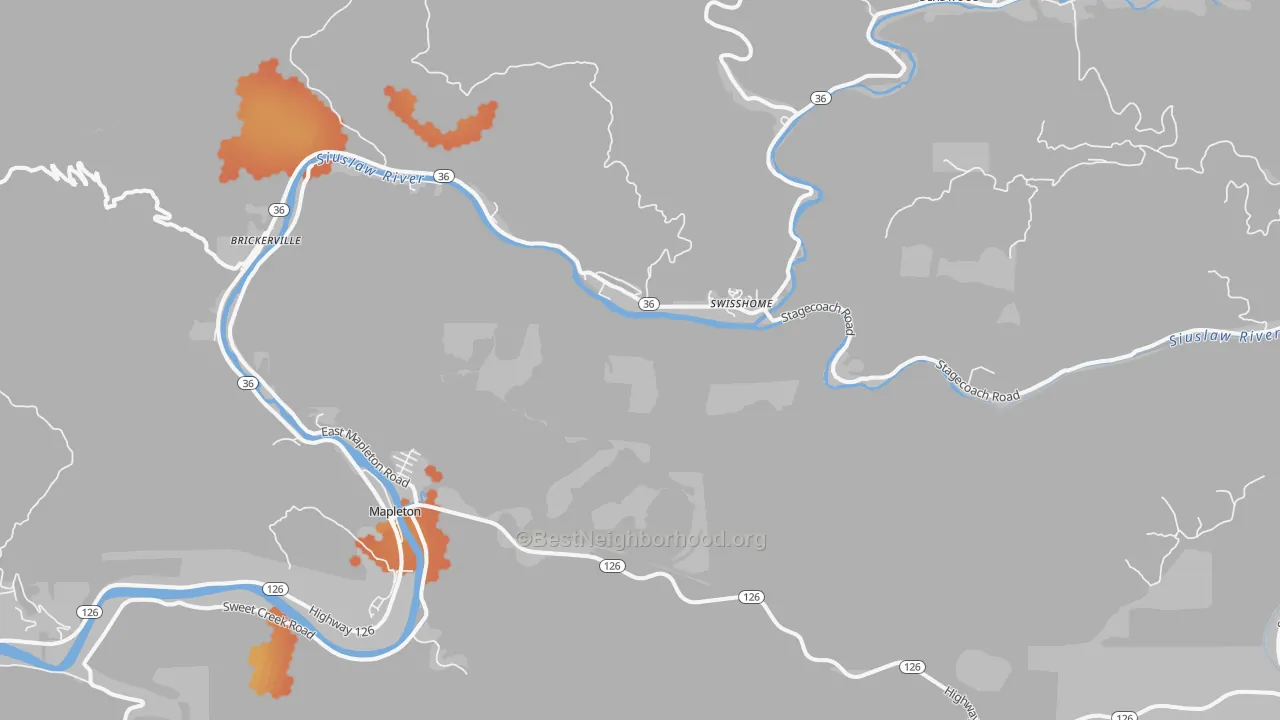 Bike Grade map of Swisshome, OR