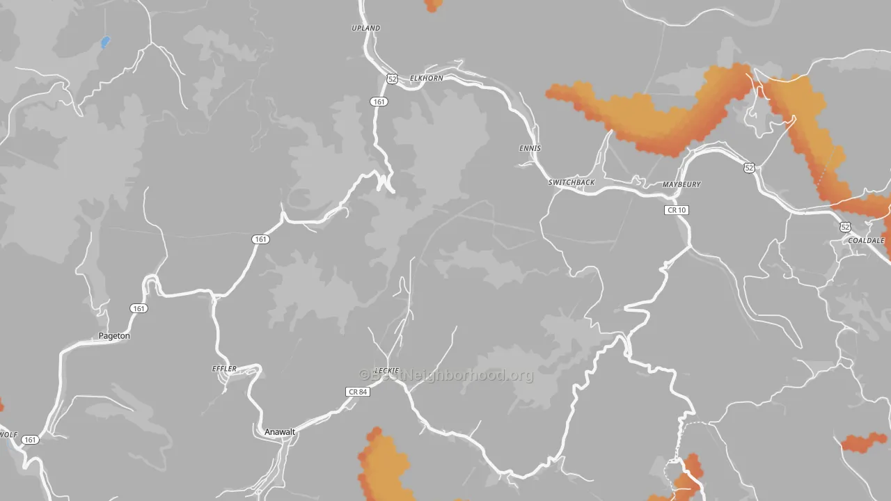 Bike Grade map of Switchback, WV