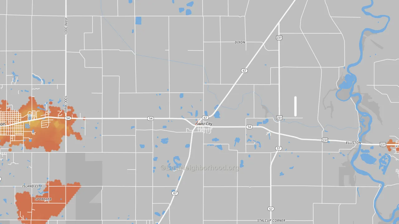 Bike Grade map of Switz City, IN