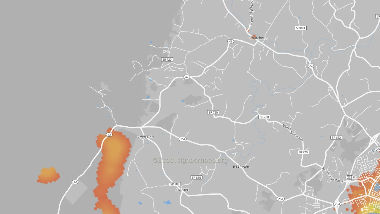 Bike Grade map of Swoope, VA