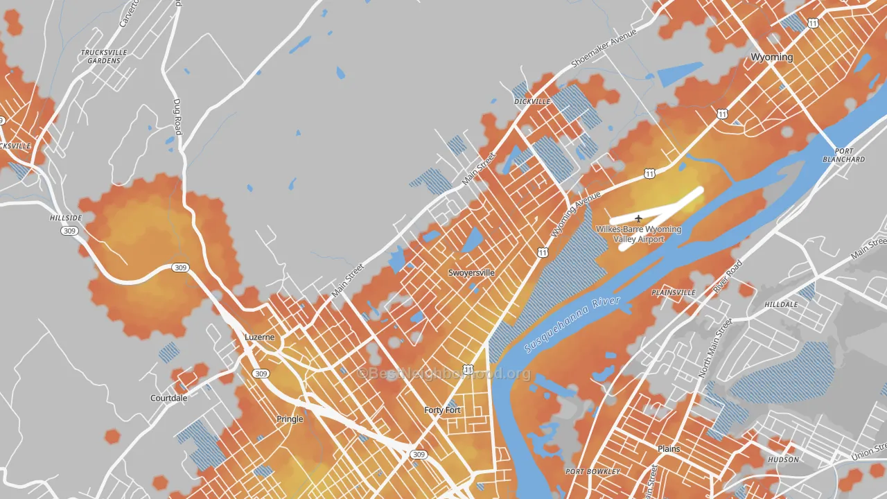 Bike Grade map of Swoyersville, PA