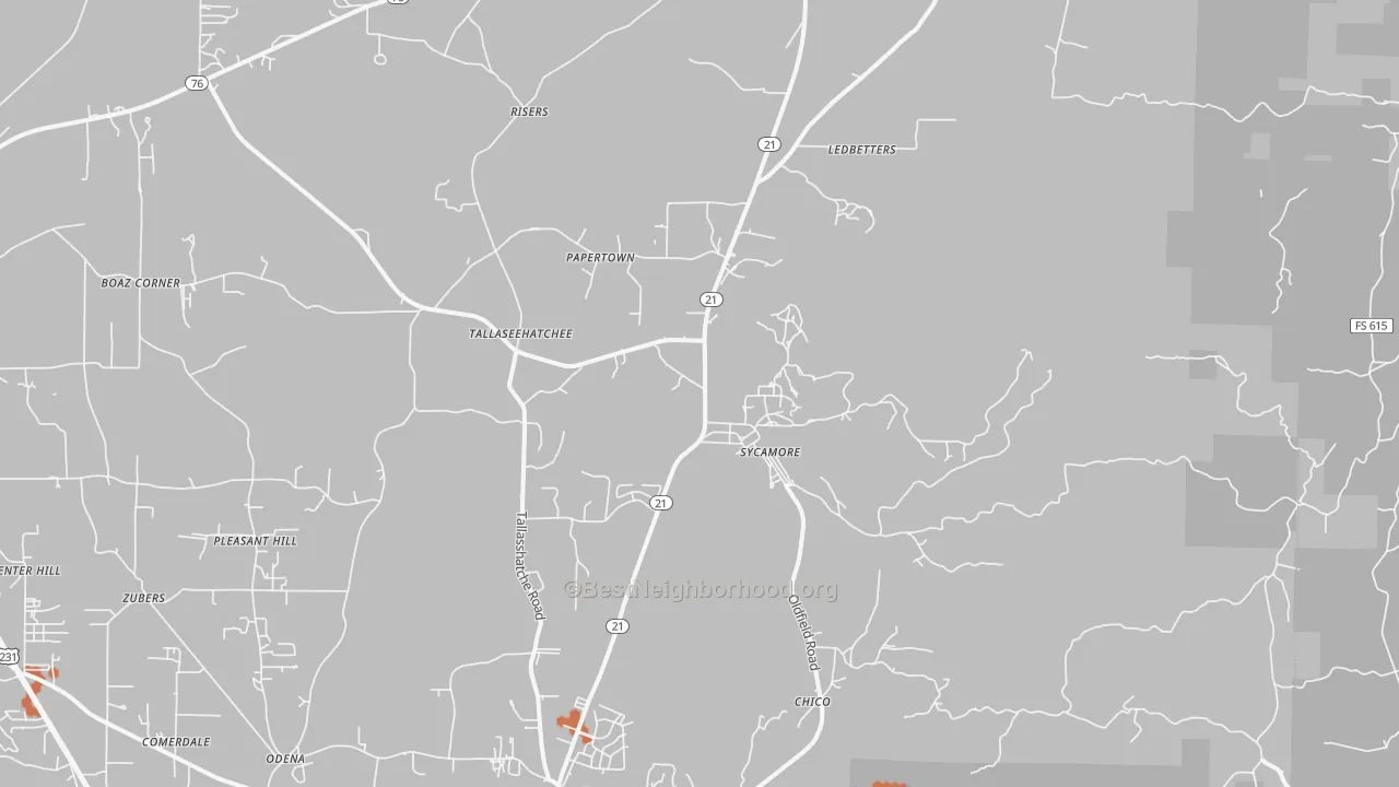 Bike Grade map of Sycamore, AL