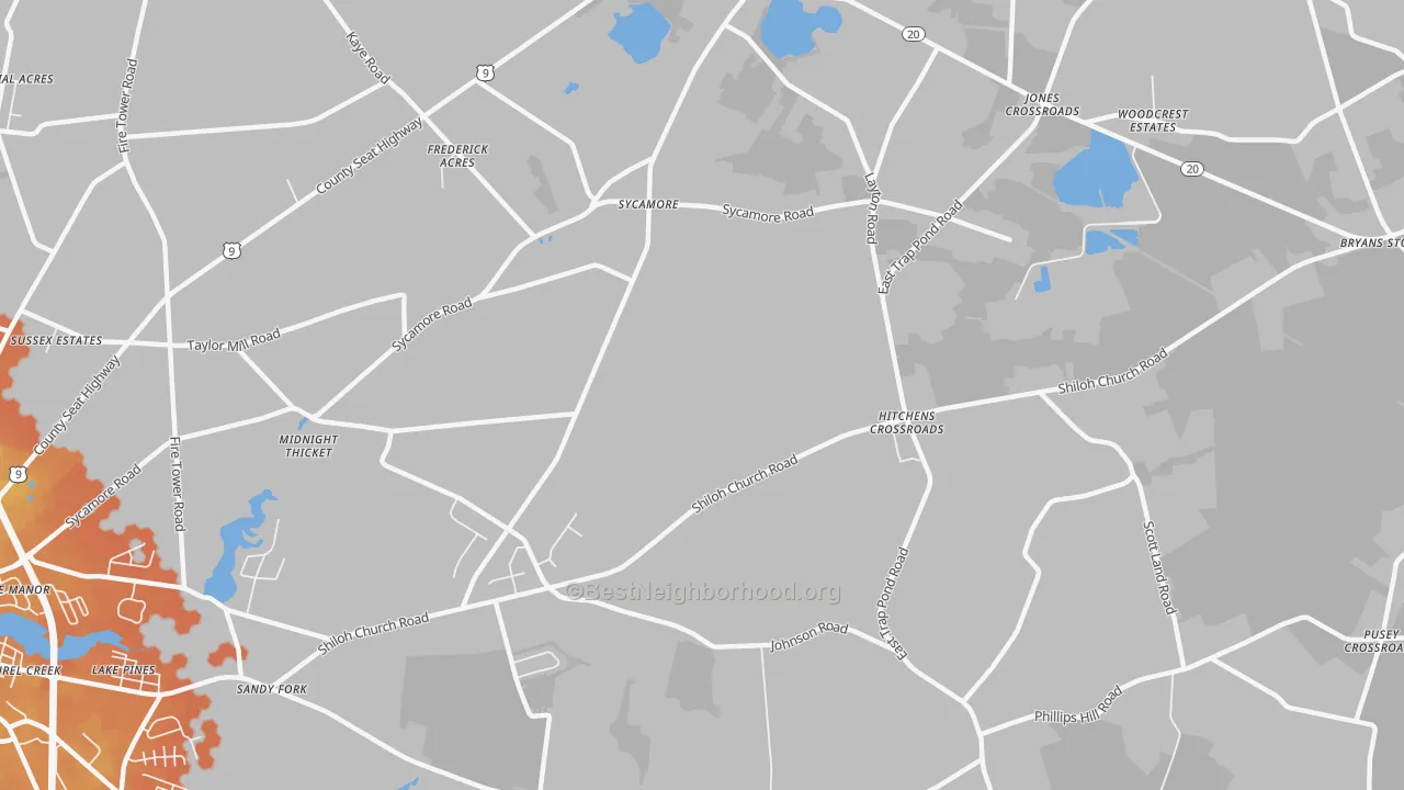 Bike Grade map of Sycamore, DE