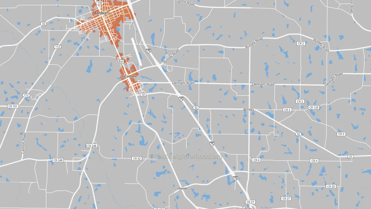 Bike Grade map of Sycamore, GA