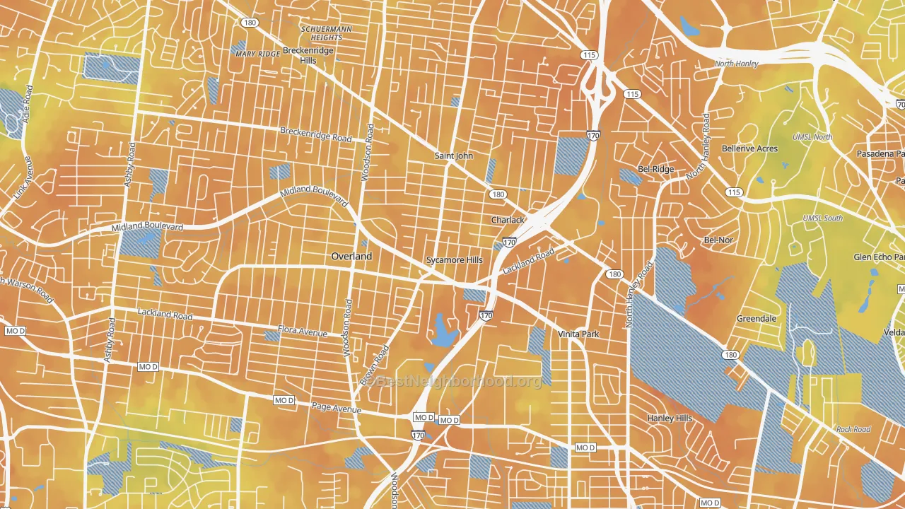 Bike Grade map of Sycamore Hills, MO