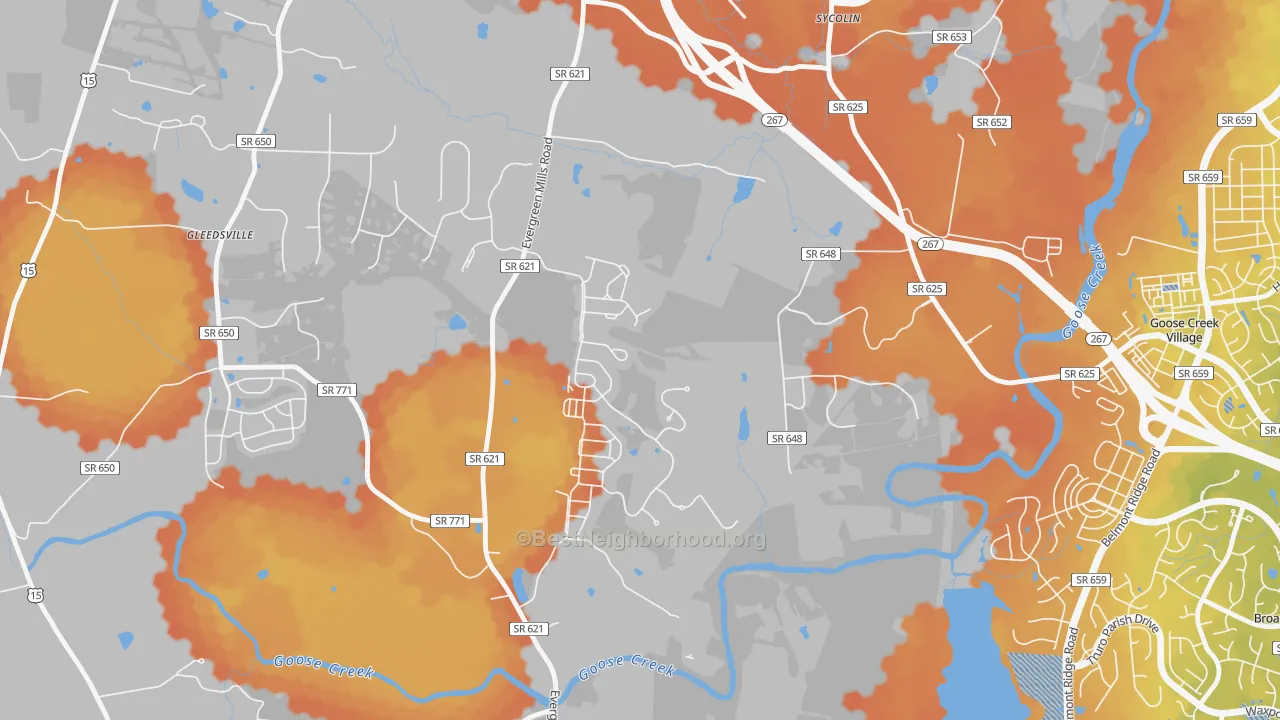 Bike Grade map of Sycolin, VA