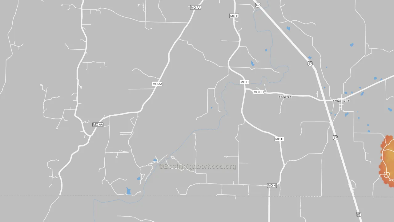 Bike Grade map of Syenite, MO