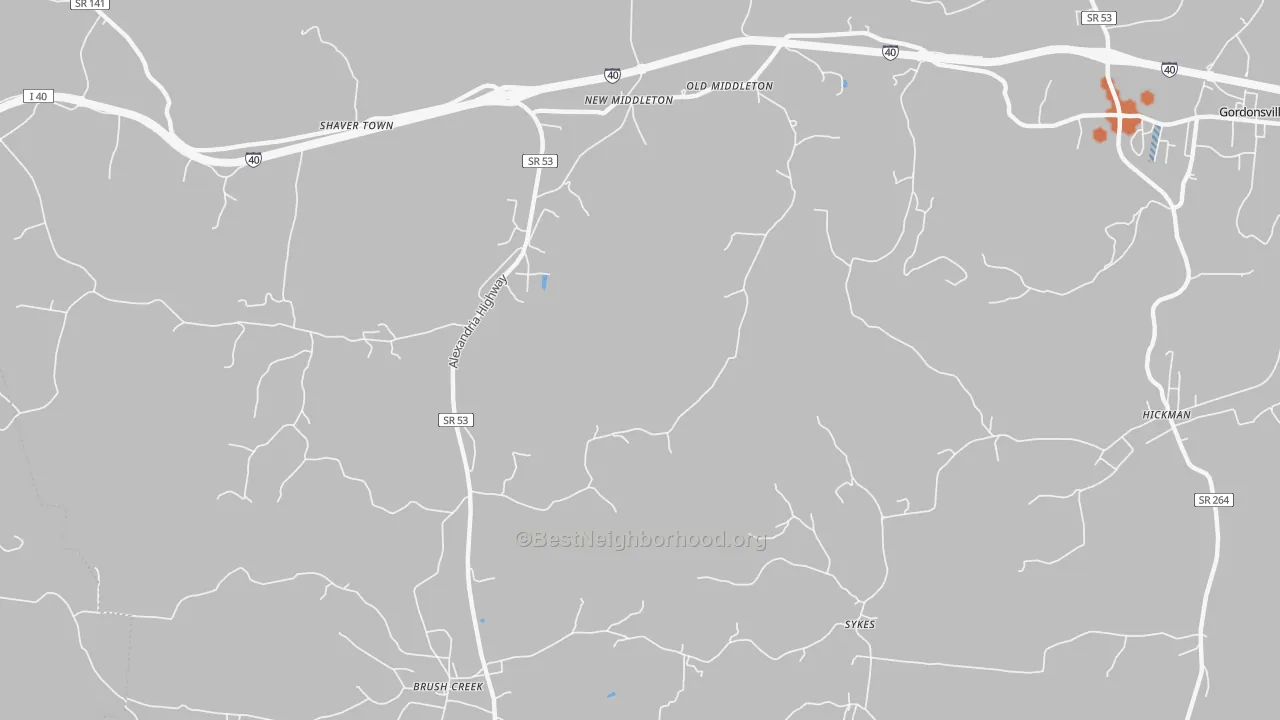Bike Grade map of Sykes, TN
