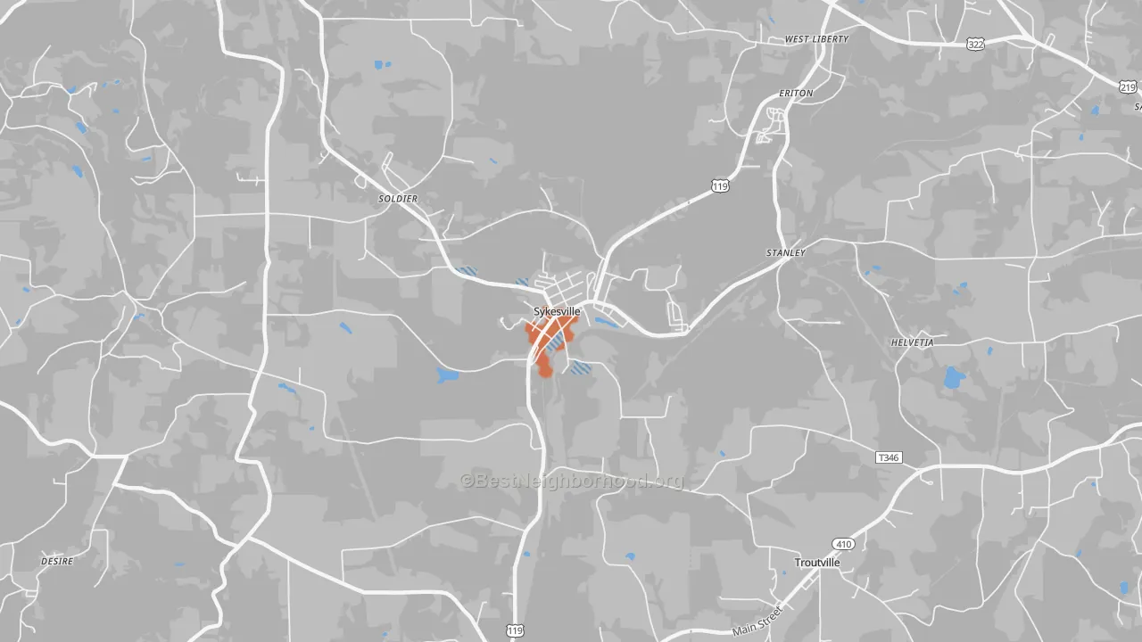 Bike Grade map of Sykesville, PA