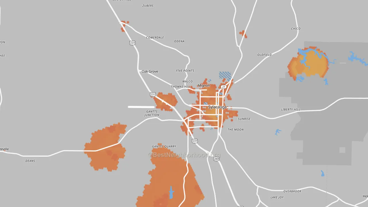 Bike Grade map of Sylacauga, AL