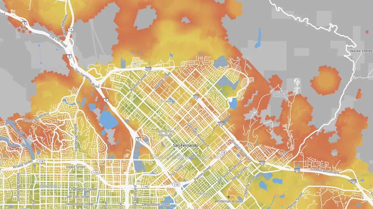 Bike Grade map of Sylmar, CA