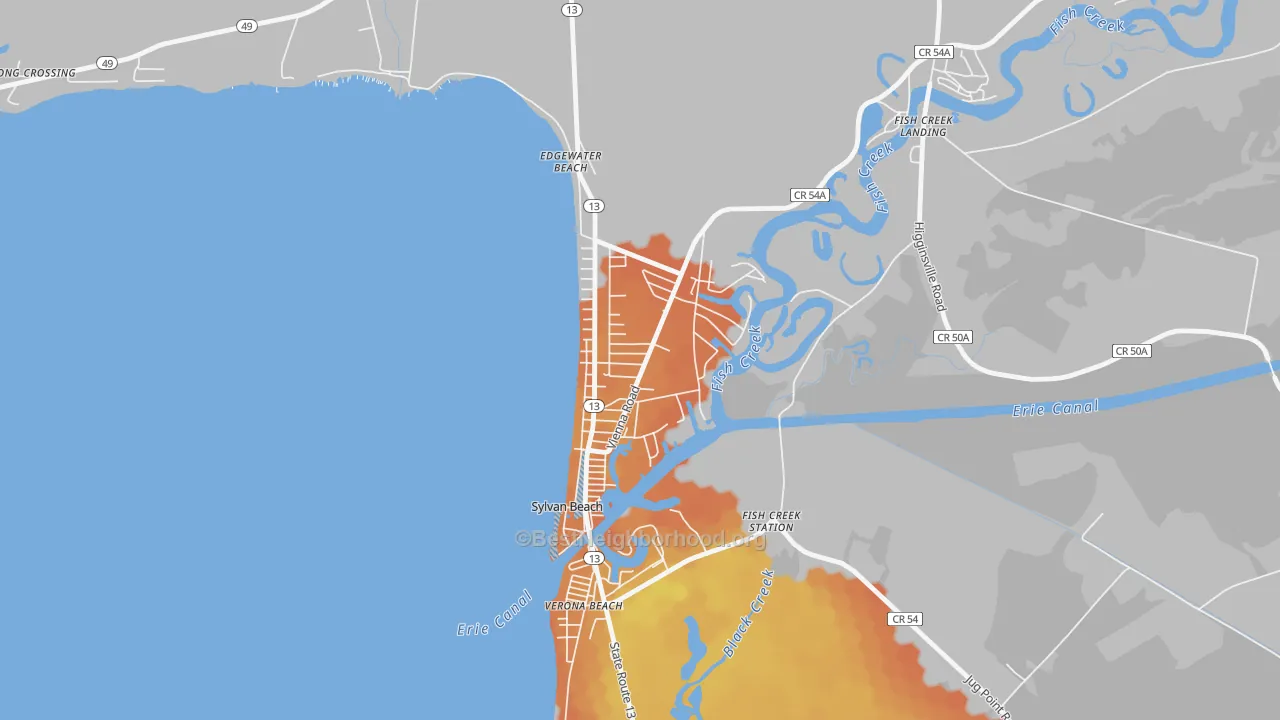 Bike Grade map of Sylvan Beach, NY