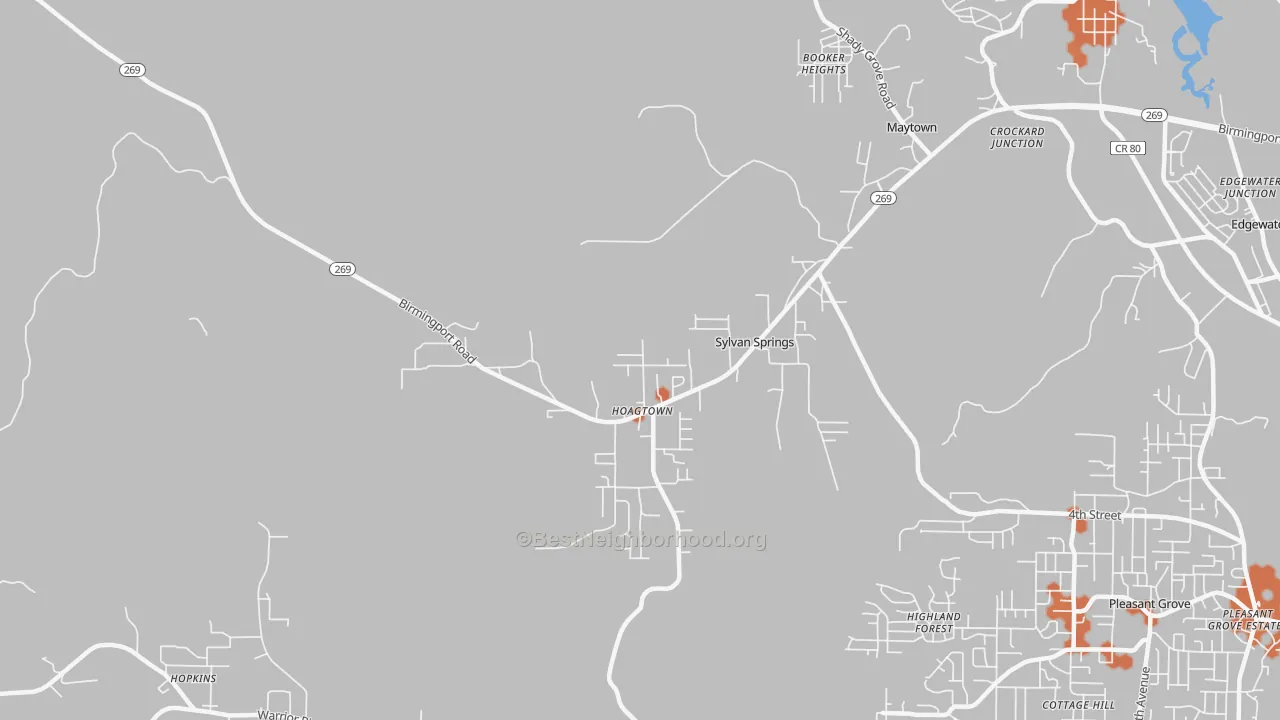 Bike Grade map of Sylvan Springs, AL