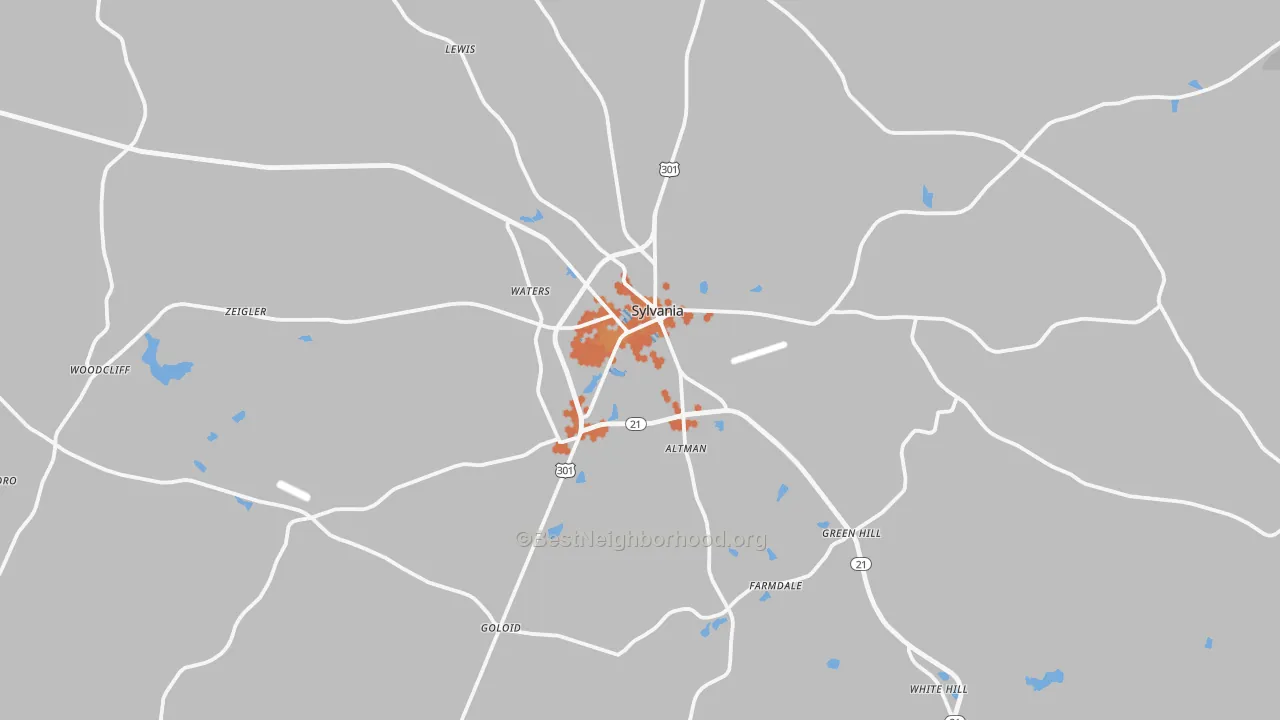 Bike Grade map of Sylvania, GA