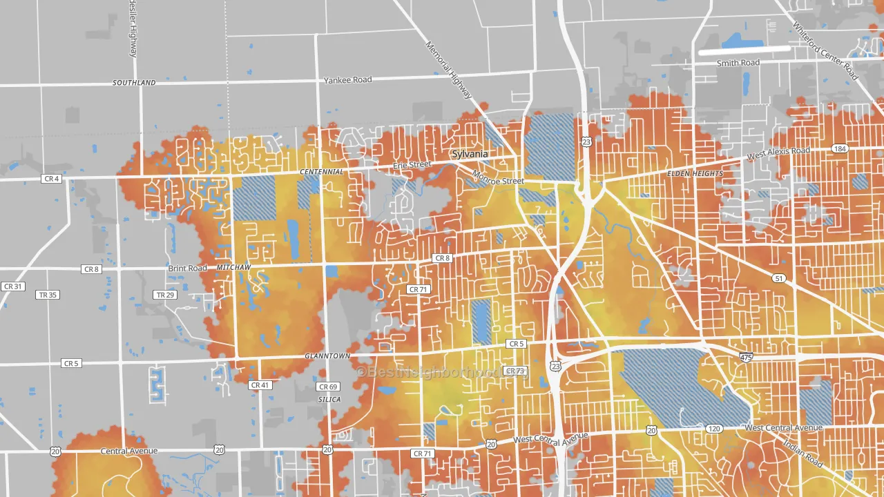 Bike Grade map of Sylvania, OH