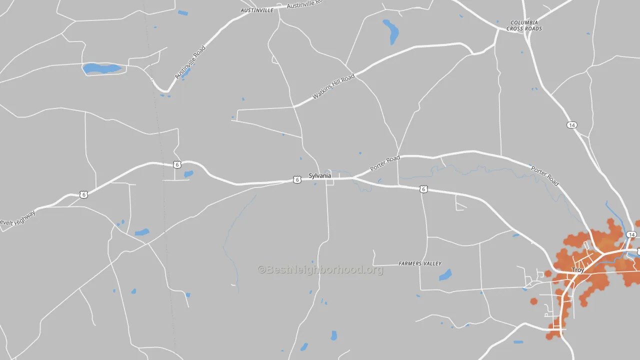 Bike Grade map of Sylvania, PA