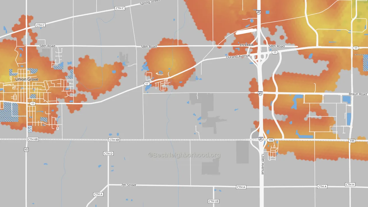 Bike Grade map of Sylvania, WI