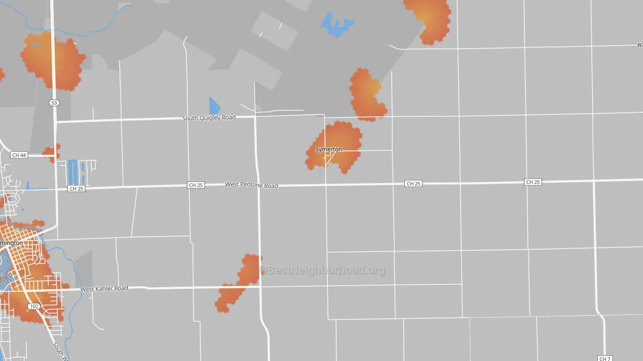 Bike Grade map of Symerton, IL